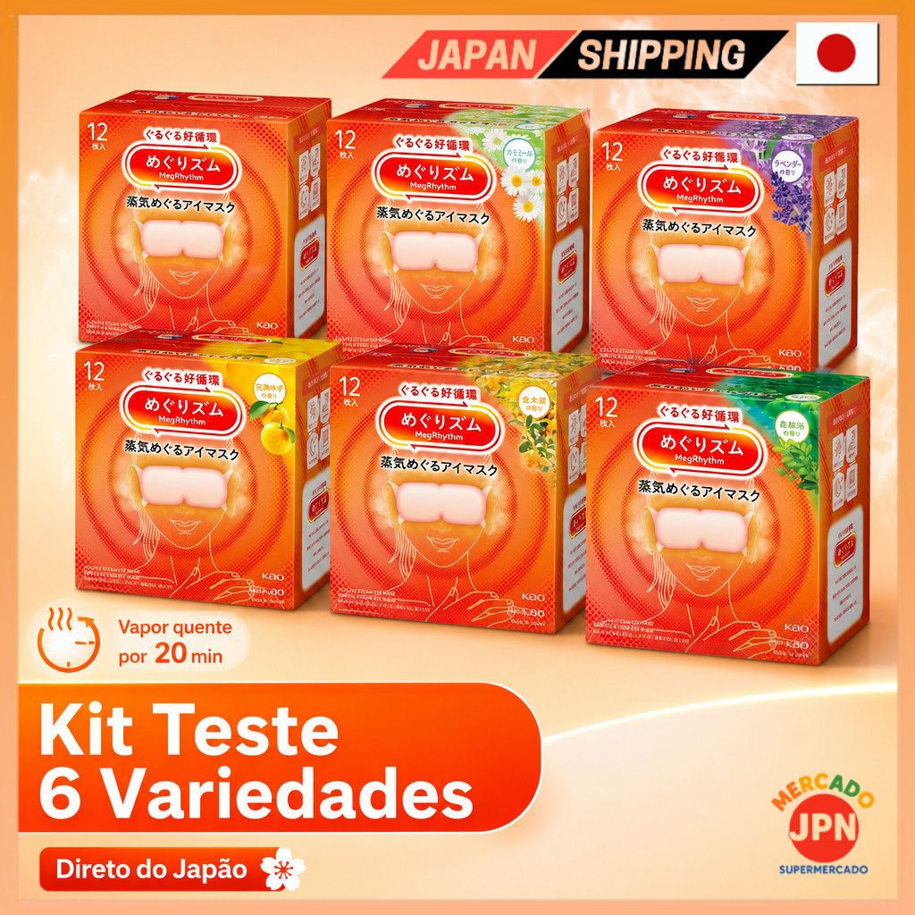 TKHY Trial Sortido Set: 6 Boxes of Megurizumu Steam Hot Eye Masks Fragrance-Free Direct from JAPAN