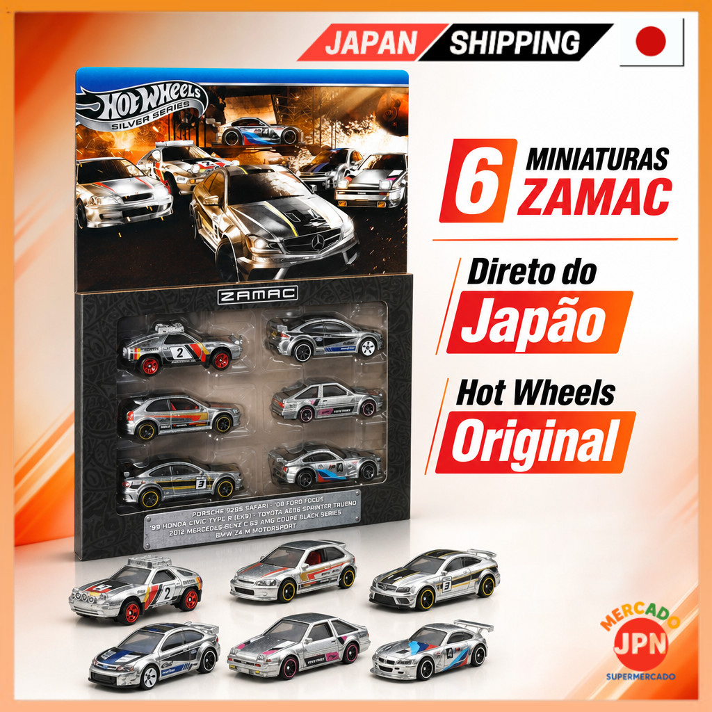 Hot Wheels Zamak Multi-Pack Carrinhos Miniatura Conjunto de 6, A partir de 3 anos Direct from JAPAN