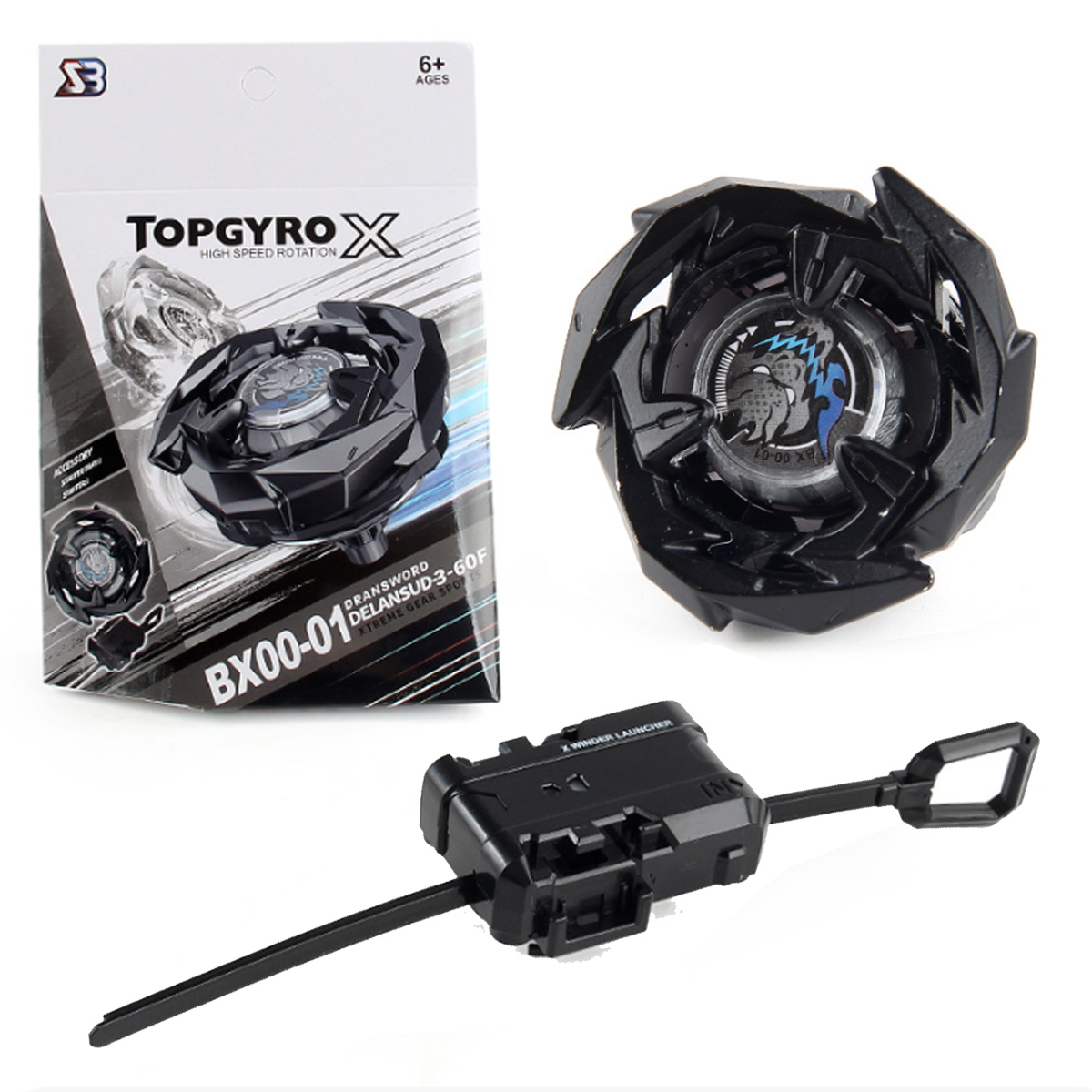 BX-01 Dran Sword Black Xtreme Launcher Grip Set Alta Velocidade Spinning Battle Top Gyro Toy Para Meninos Crianças Arena