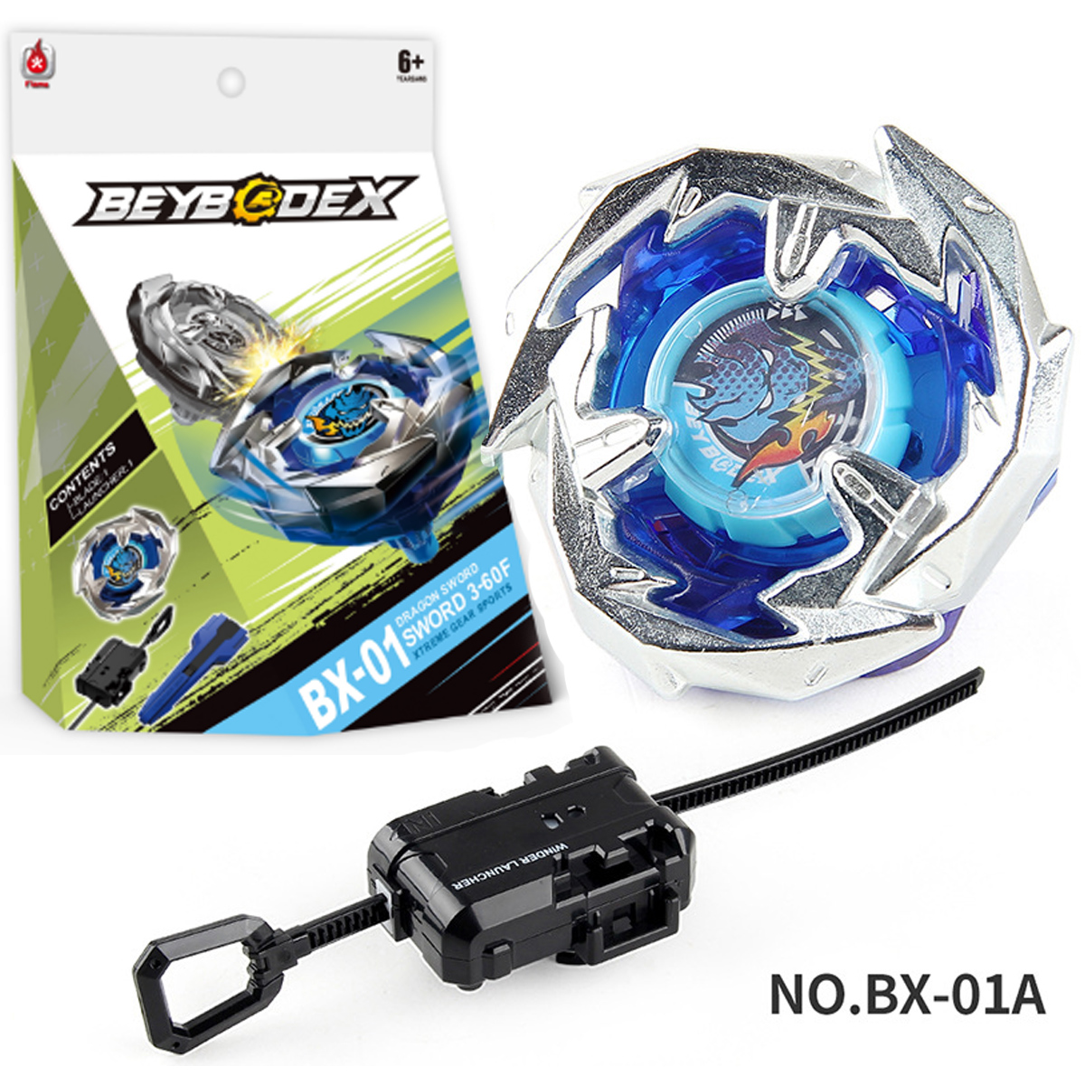 Conjunto de Partida Bey X BX-01 Dran Sword 3-60 para Meninos com Lançador, Cabo e Estojo de Presente para Jogo de