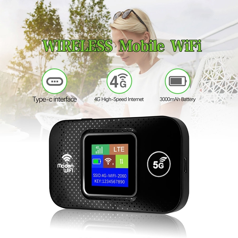 4G Móvel Wifi Hotspot Roteador Wi-Fi Portátil Indicador LED/Tela LCD Colorida 150Mbps LTE Modem Cartão Sim Plug and Play
