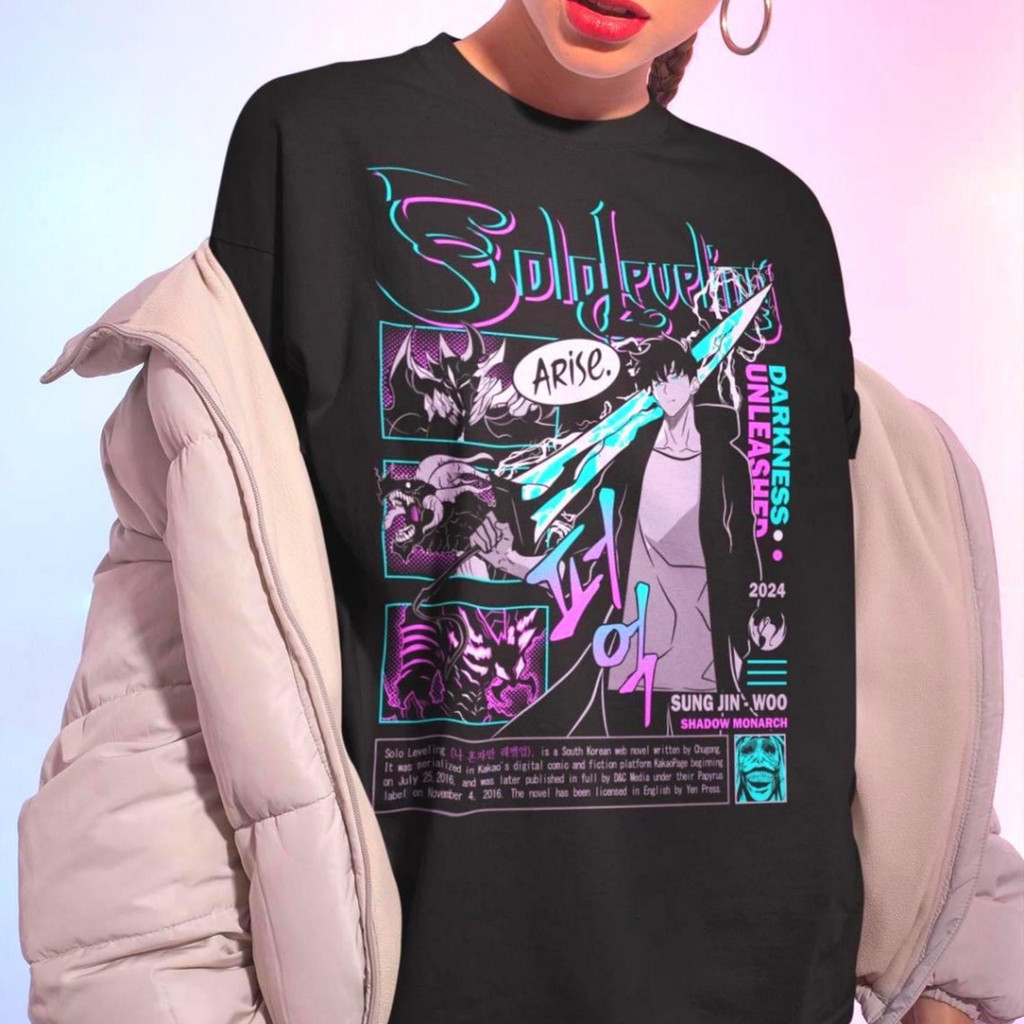 Camiseta Masculina Feminina Estampa Solo Leveling Comic Sung Jin-Woo Anime T-shirt Unissex Streetwear Envio Imediato