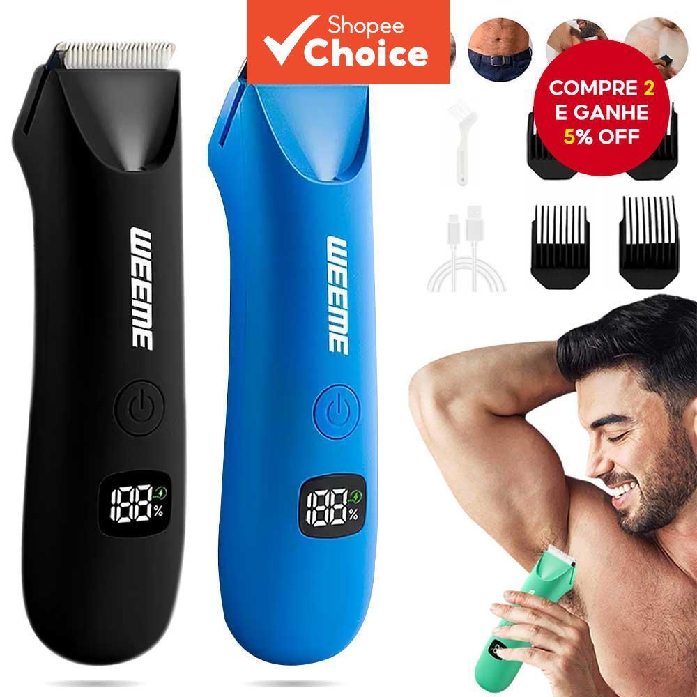 Aparador Masculino De Corpo Inteiro E Cabelo Íntimo-Luz LED, USB-C, Para Virilha, Peito, Costas, De Ma