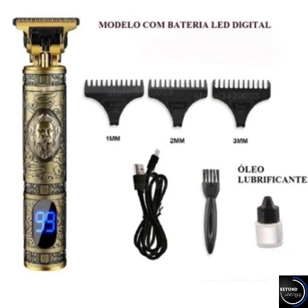 Máquina De Cortar Cabelo Para Barba Masculina Acabamento Profissional Premium Com Led Digital