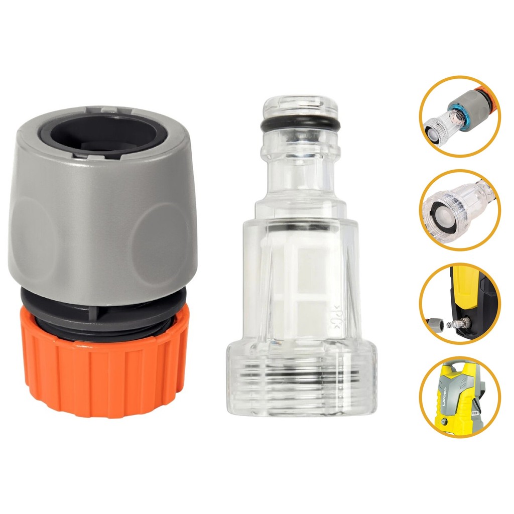 Kit Engate Rápido Filtro 3/4 Mangueira 1/2 Lavadora Alta Pressão Lavor Fast 120