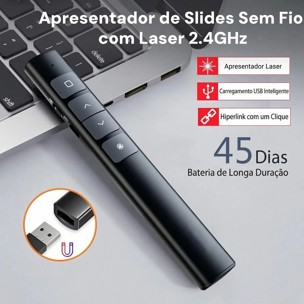 Apresentador Laser Com Controle Remoto Presenter Passador de Slide Portátil Para Apresentação