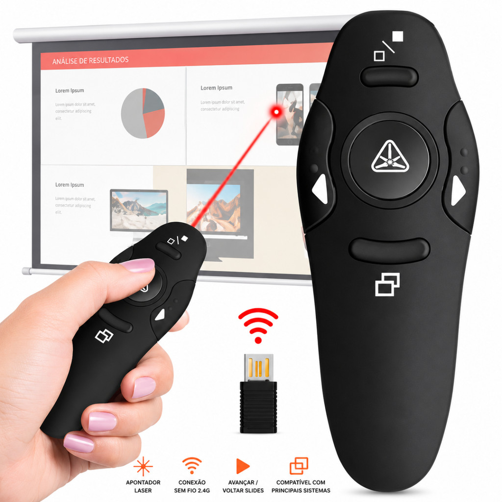 Apresentador Slides Laser Pointer Caneta Power Sem Fio Wireless Presenter