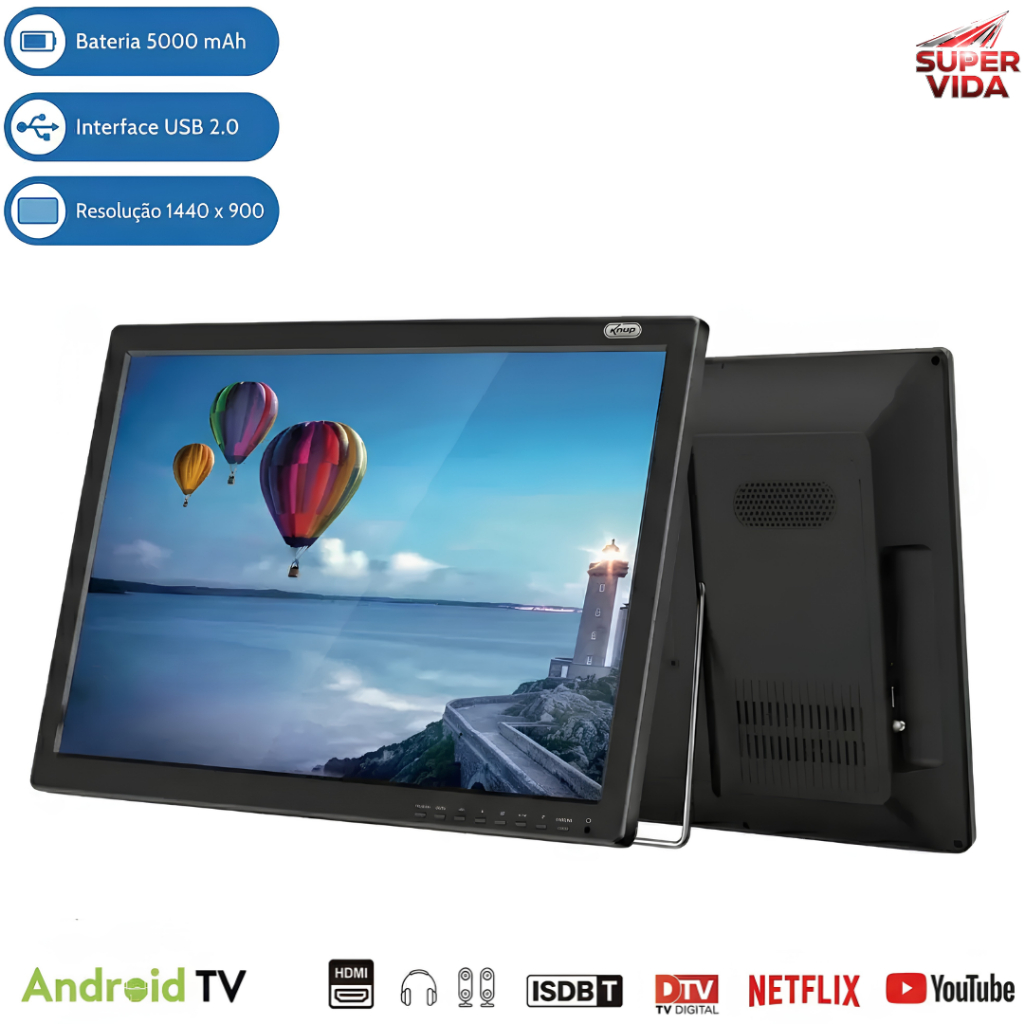 Monitor TV 2 em 1 Portátil Android 14 19