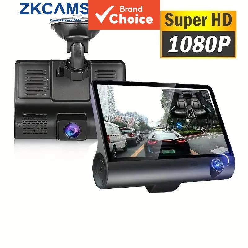 Dash Cam 4.0 Polegadas 3 Lentes Frontal Traseira Gravador De Vídeo Câmera Reversa De Visão Noturna