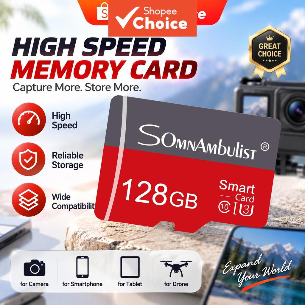 Cartão Micro SD SomnAmbulist Classe 10 16GB 32GB 64GB 128GB 4K De Memória TF De Vídeo Para Câmera CCTV Dash Cam