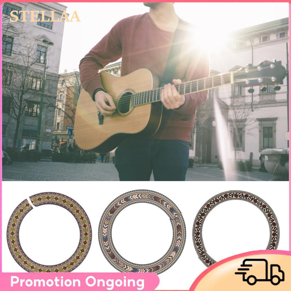 Stellaa Bnineteenteam Guitarra acústica Soundhole Decal Wood Rosette Inlay Decoração elegante para peças clássicas