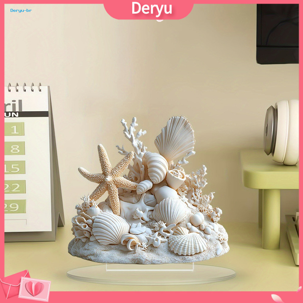 Desktop Decoration Stable Acrylic Ornament Coastal Shell Coral 2d Flat Starfish with Base – Ocean Seashell Table Cente