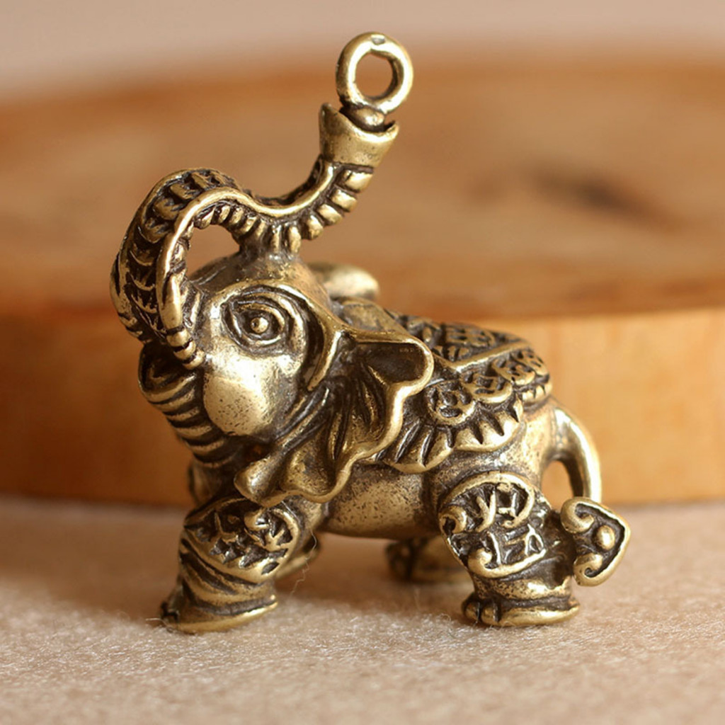 Elephant Figurine Ornament for Car Mini Retro Solid Alloy Desktop Decor Dashboard Statue Home Office Desk for Southeast