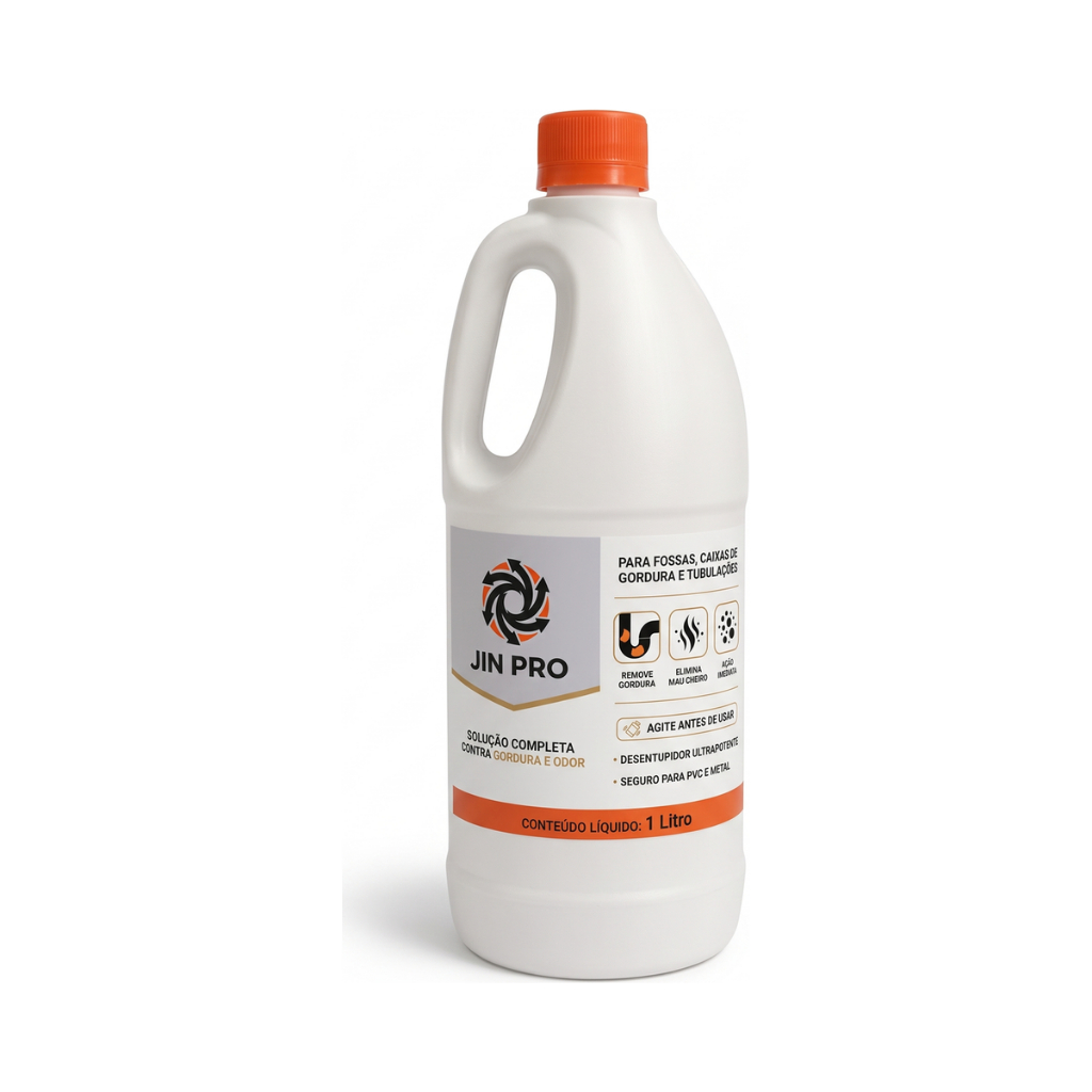 Limpa Fossa Caixa De Gordura Ralo Esgoto JIN PRO 1 Litro Dissolve Gordura Desentupidor Biodegradável Pia Mau Cheiro