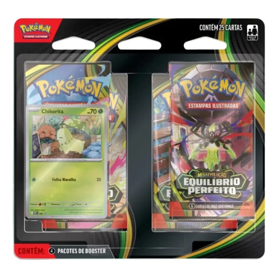 Blister Pokémon 4 Booster Equilíbrio Perfeito + Chikorita