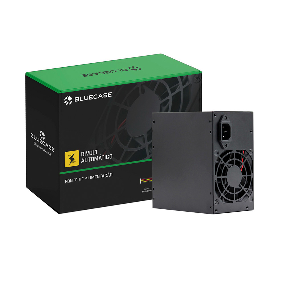 Fonte Computador Pc ATX 350W 12V 4+4 Pinos Bivolt Automatico Bluecase