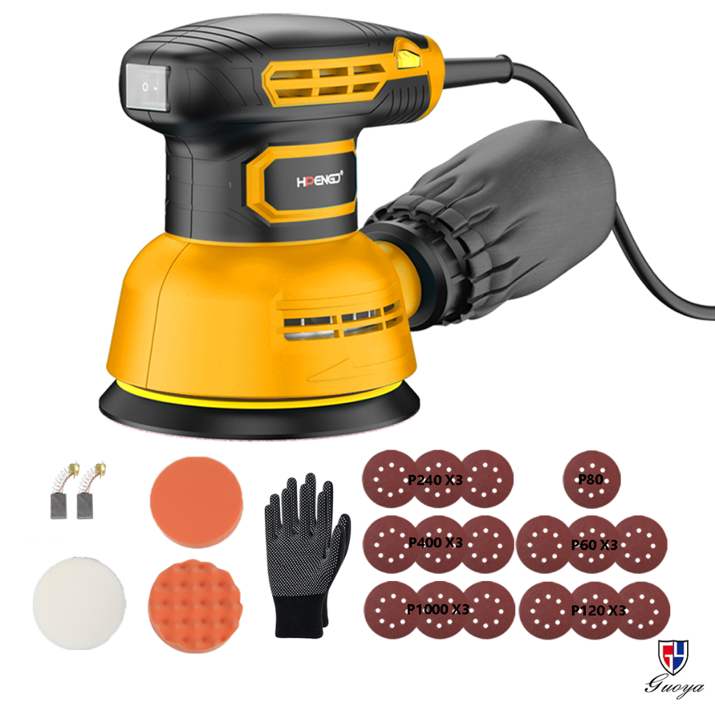 23 Pcs Lixadeira Elétrica Orbital 350W Roto Professional Coletor de Pó lixa e Disco de Lixa 125mm