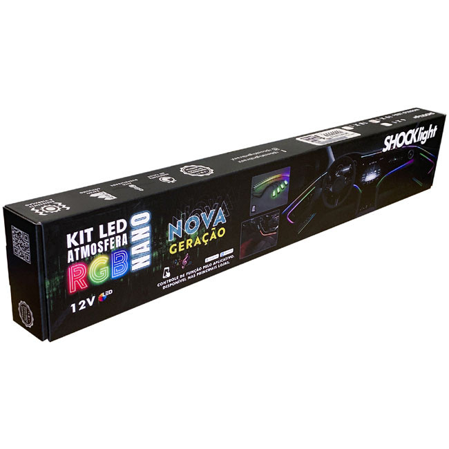 Kit Led Atmosfera Nano Rgb Painel Neon 18x1 12v Shocklight