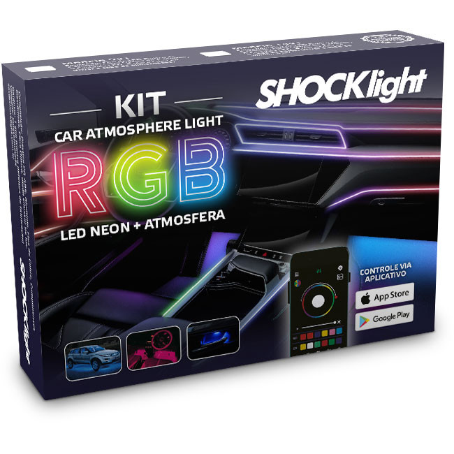 Kit Led Atmosfera Nano Rgb Painel Neon 9x1 12v Shocklight