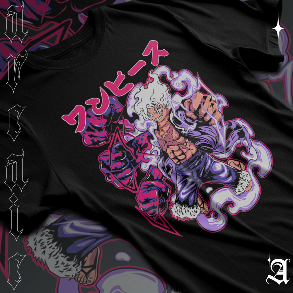 Camiseta Basica Algodao Mugiwara Monkey D. Luffy Gear 5 Transformation Cartoon Unissex