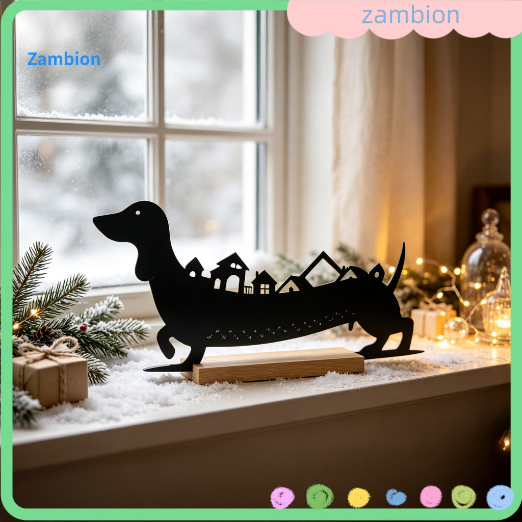 Christmas Countdown Calendar Dachshund Desk Ornament 24-day Advent with Metal Silhouette Funny Holiday Tabletop for Sout