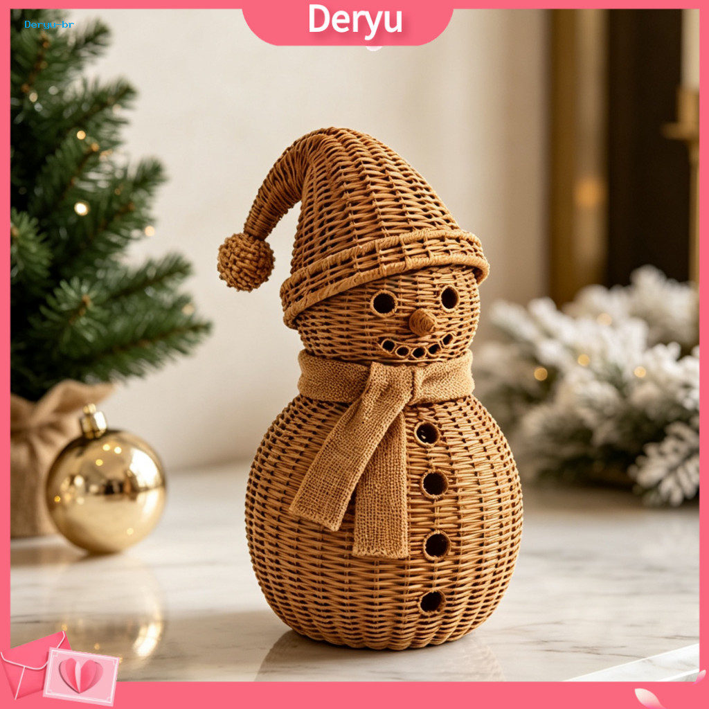 Small Snowman Statue for Window Sills Christmas Ornaments Ornament for Tabletop Decor Retro Resin Figurine with Knitted