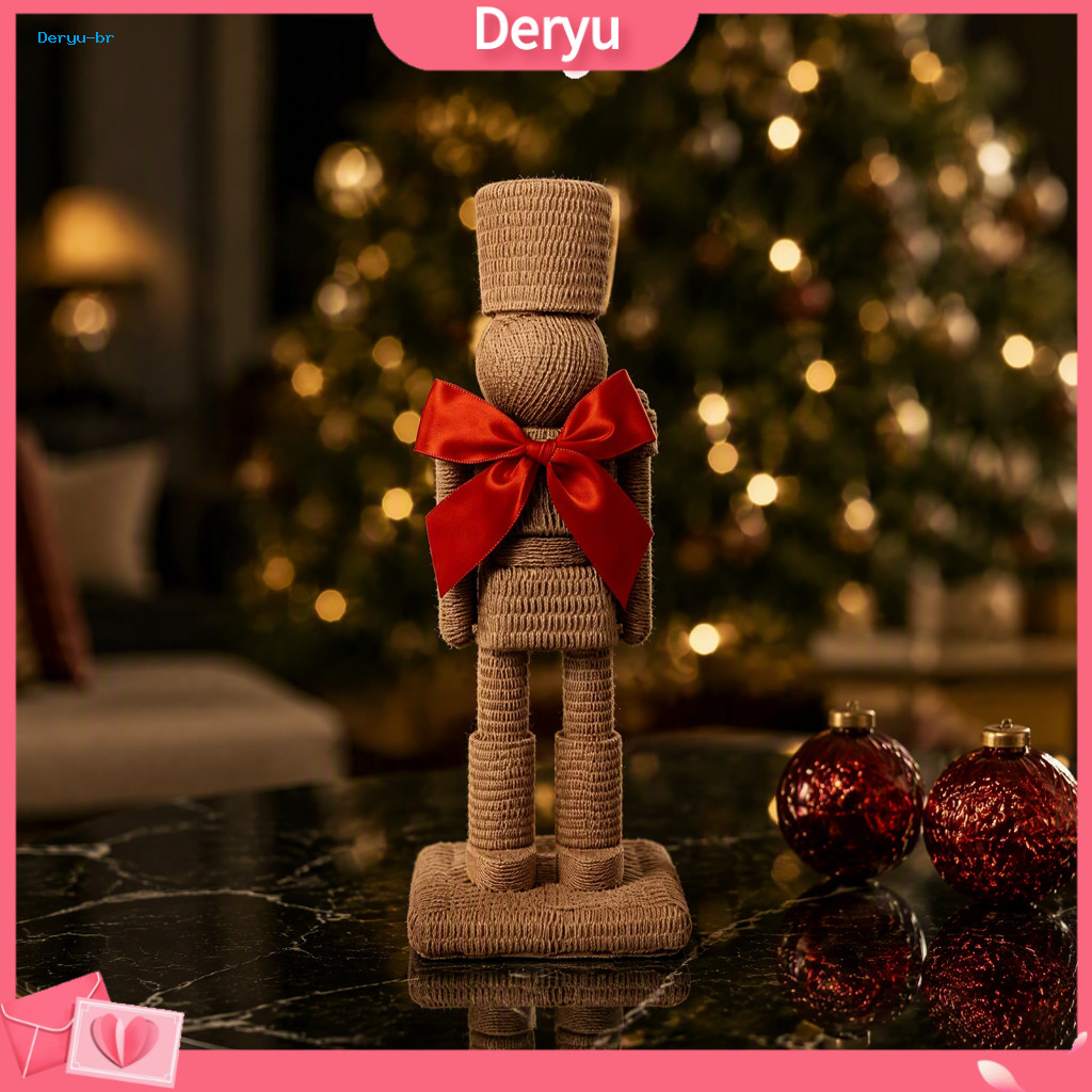 Christmas Tree Ornaments Decorative Tabletop Statues Resin Nutcracker Ornament with Bow – Festive Figurine for Home Ro