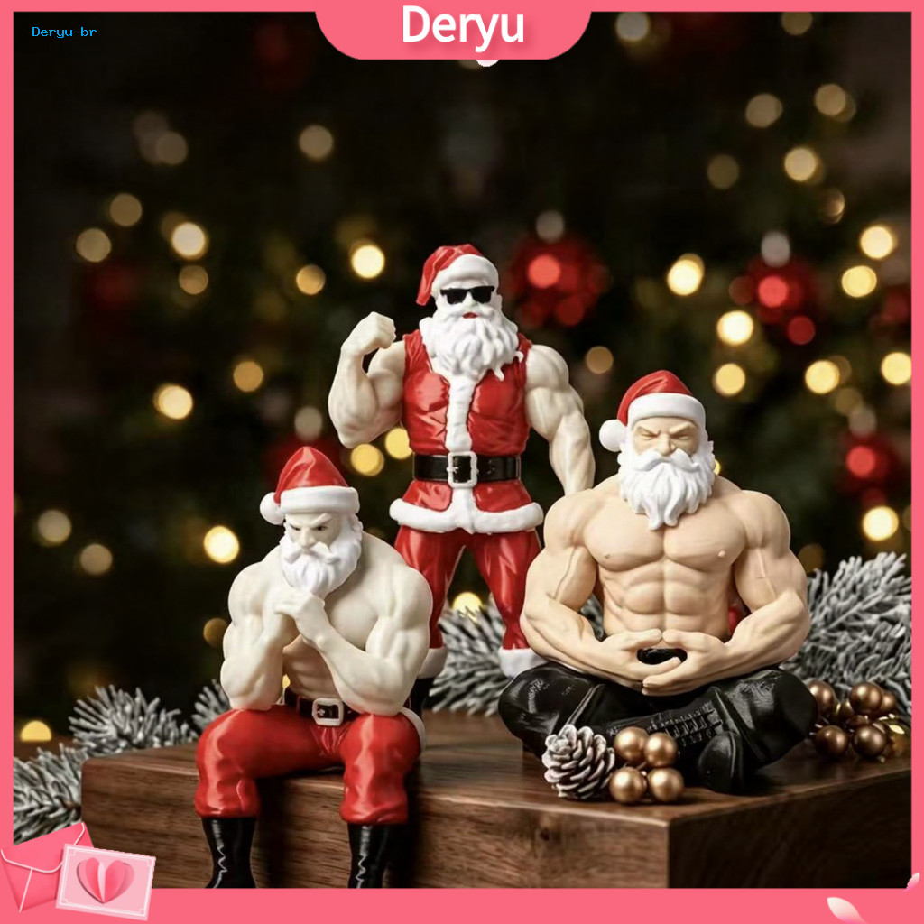 Unique Christmas Party Supplies Santa Claus Figurine Funny Resin Strong Statue Novelty Collectible Desktop Ornament for