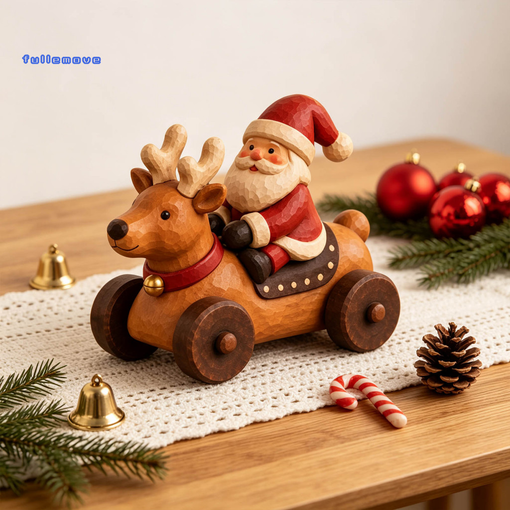 Christmas Tabletop Decorations Xmas Party Table Centerpieces Santa Claus and Reindeer Figurine Resin Ornament Retro Styl