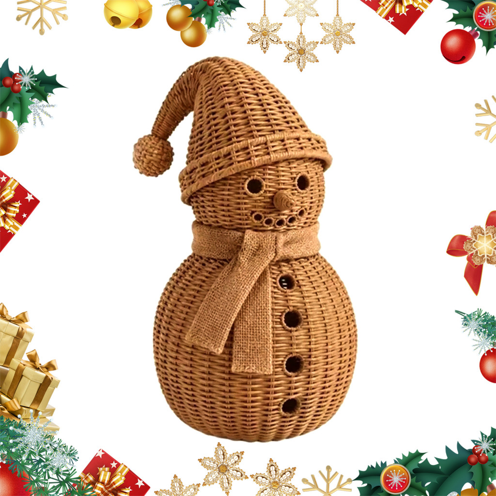 Christmas Snowman Ornaments Decorative Figurines for Fireplaces Ornament for Tabletop Decor Retro Resin Figurine with Kn