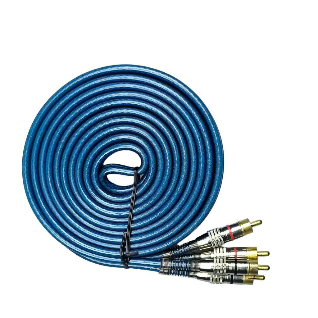 Cabo Rca 5 Metros Blindado Cobre 5m Azul 5mm Cabo Rca 5 Metros Dupla Blindagem