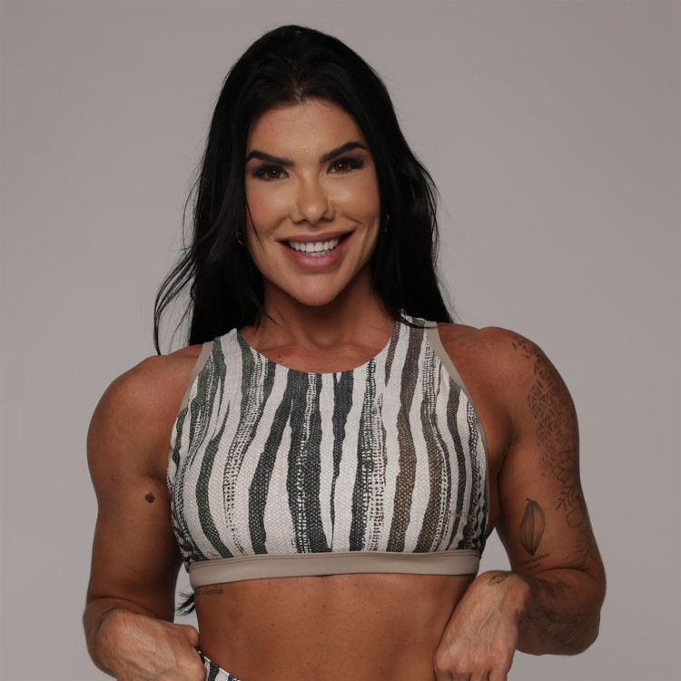 Top Feminino Versalhes Kora Fitness Academia Estruturado Recorte Moderno