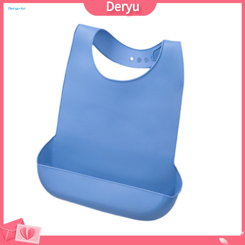 Non-slip Food Catcher Bibs Adult Silicone Bib with 6-level Adjustable Neck Buckle Waterproof Washable Soft for Elderly S