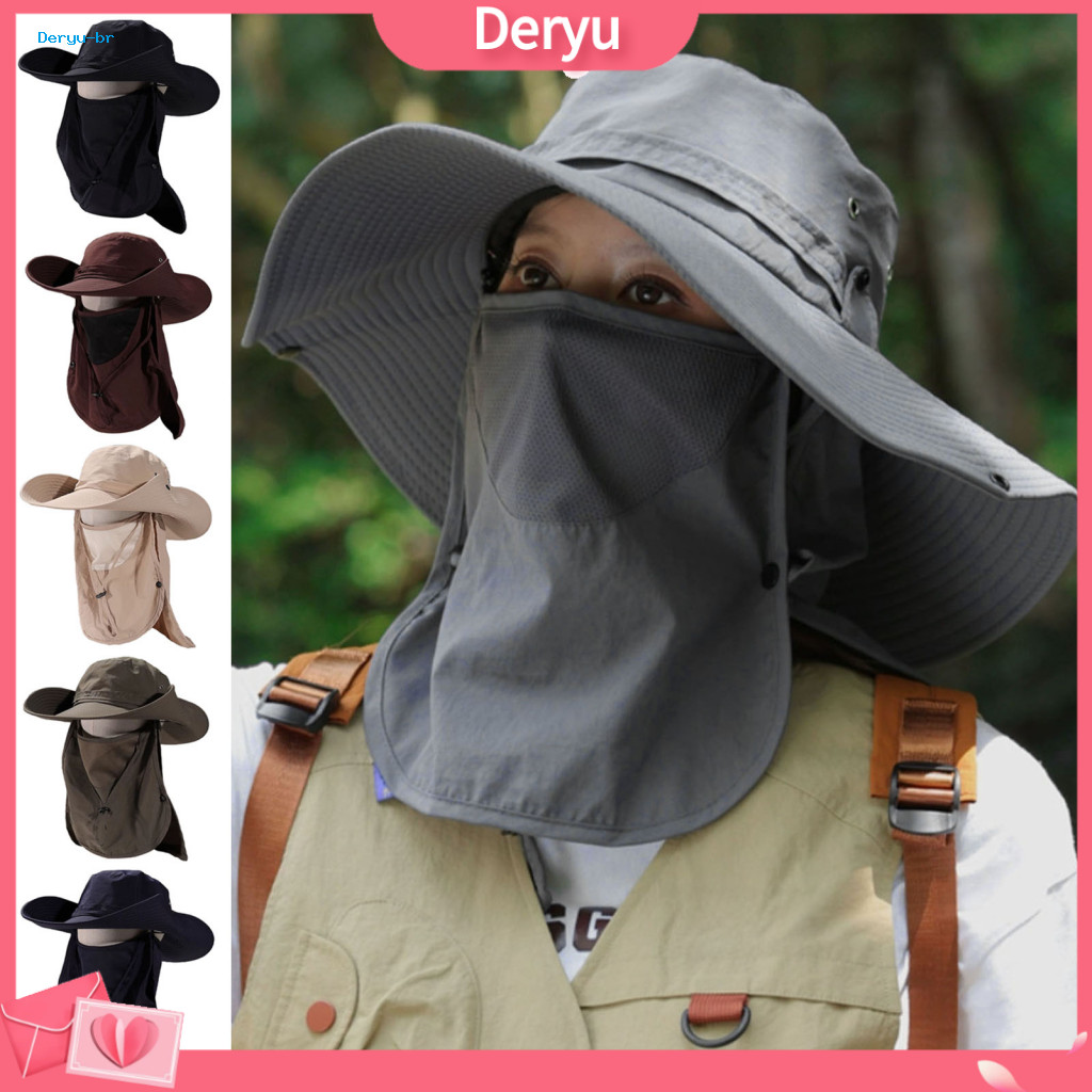 Quick-dry Sun Hat Breathable Summer Bucket with Detachable Face Neck Guard Adjustable Drawstring Protection Fisherman Ca