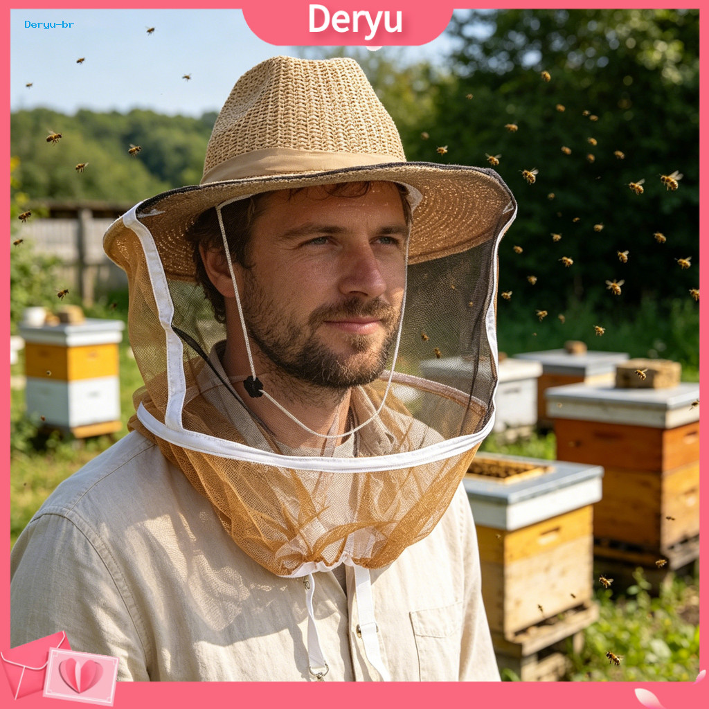 Wide Brim Beekeeping Hat with Veil Adjustable Straps Full Mesh Visor Bee Protection for Face Neck Comfortable Fit Suppli