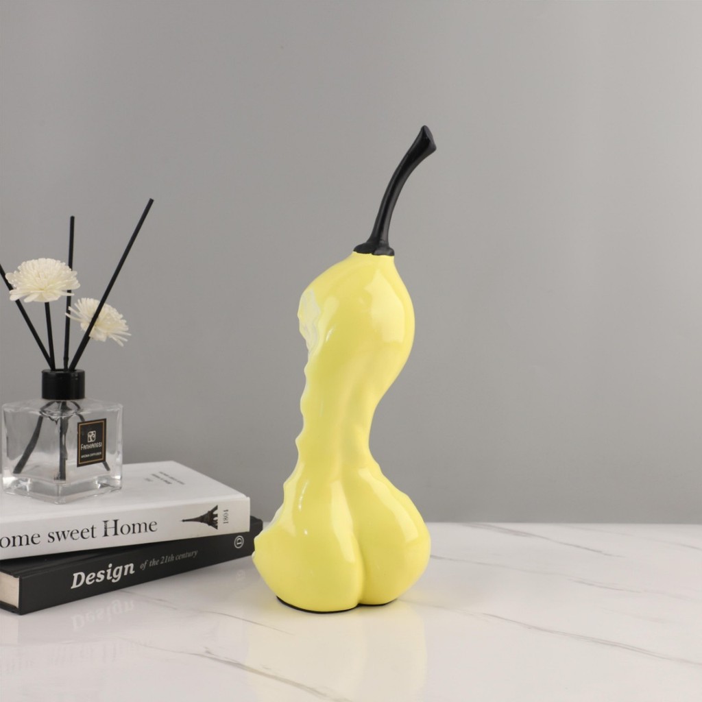 LOFF Modern minimalist artificial resin green pear desktop ornament, suitable for living room, bedroom, or TV cabinet, a