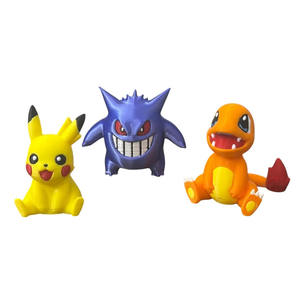 Kit Pokémon 3d  Pikachu, Gengar E Charmander  5 Cm