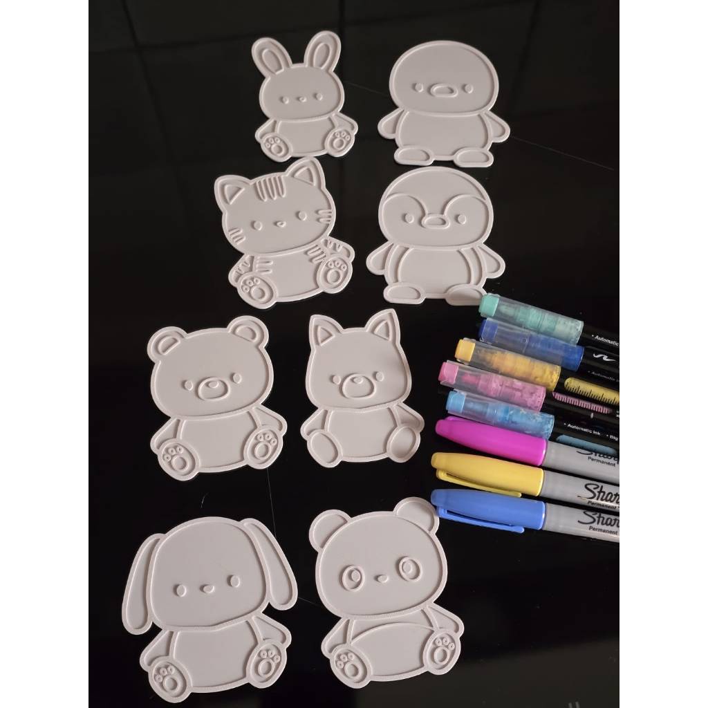 MAIS BARATO.Kit Infantil Para Colorir Placas 3D + Canetinhas Para Colorir | Impressão 3D | Pintura Lavável