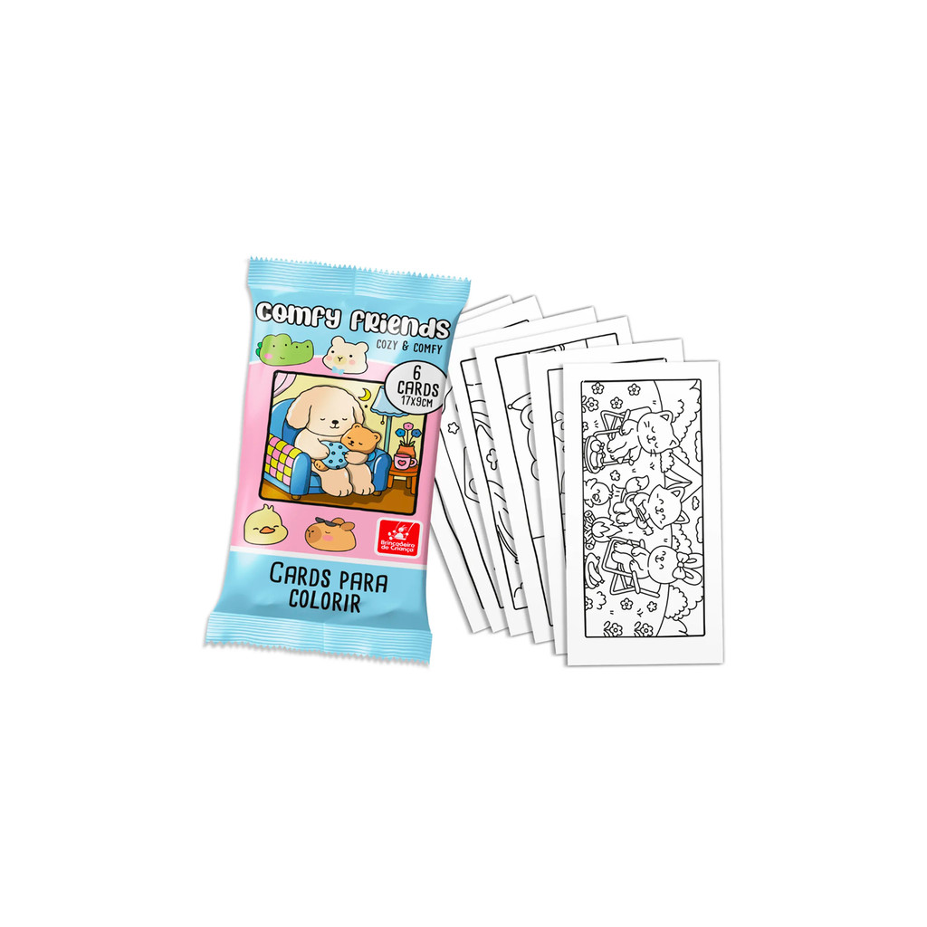 Kit 6 Cards Para Colorir Comfy Friends