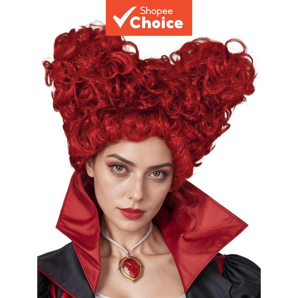 Vermelho Brilhante Pãezinhos Duplos Peruca Encaracolada Fluffy Camadas Sintéticas Dramática Cosplay Fantasia