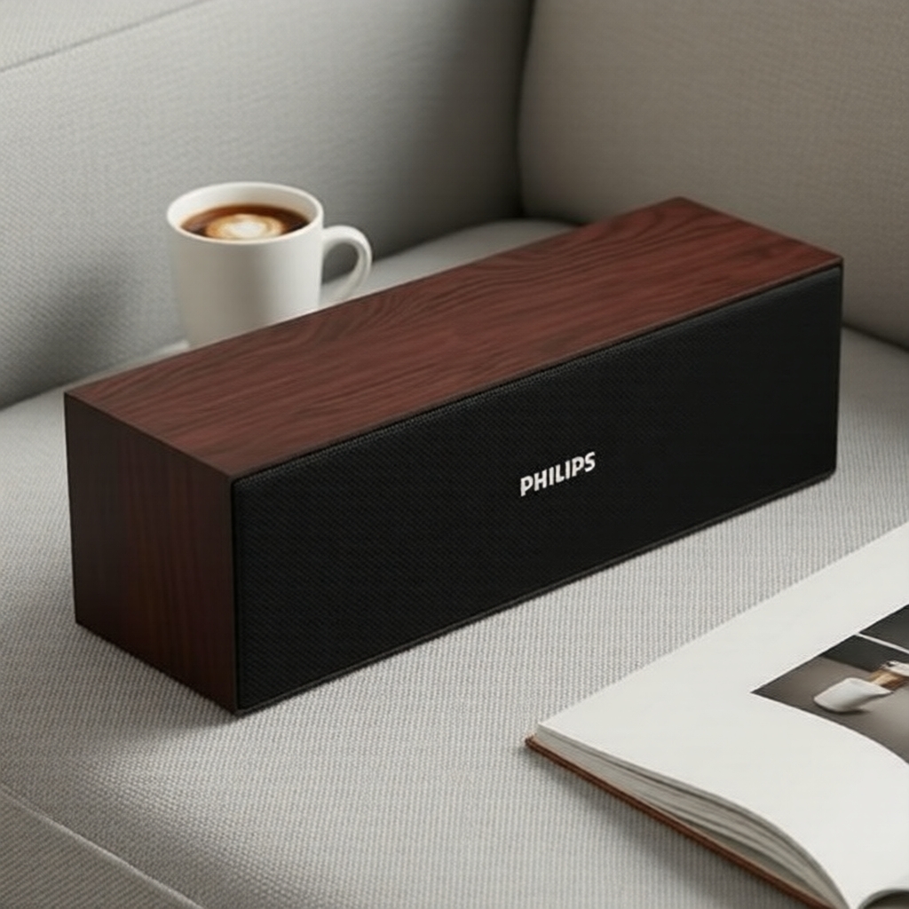 PHILIPS SPA3609 Alto-falante de Mesa, Pequeno, Bluetooth, USB, Estéreo Sem Fio, Potência de Graves, Driver de 53mm, Voz