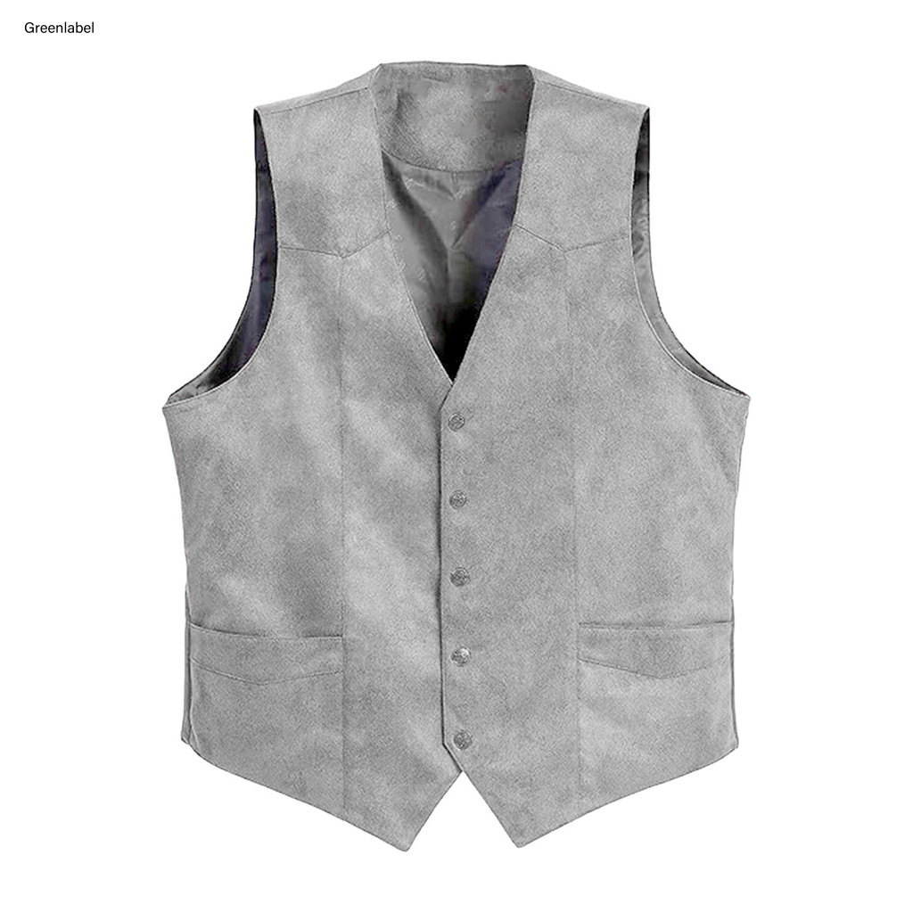 V-neck Suit Vest Formal Business Coat Men's Slim Fit Waistcoat with Pockets Single Breasted Sleeveless Solid Color Dress