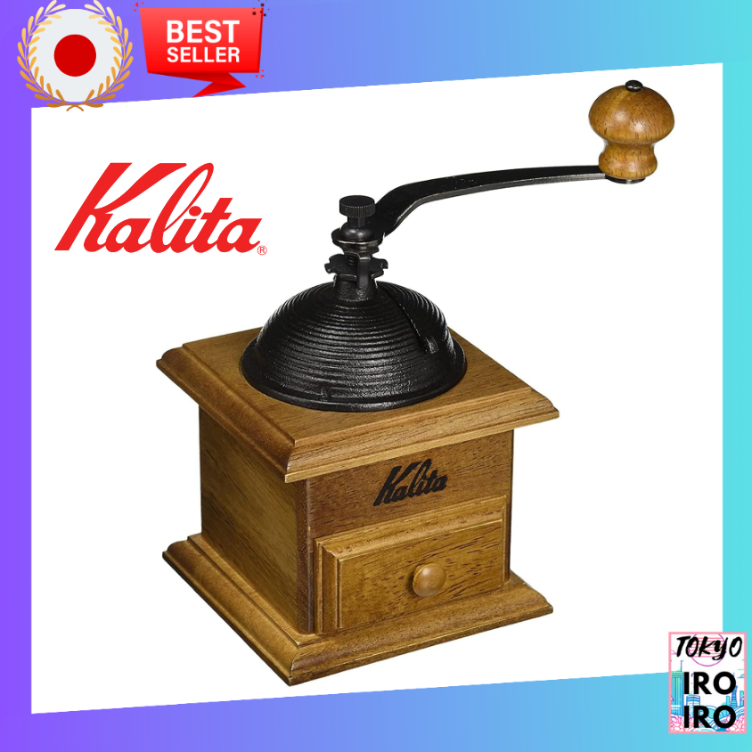 Kalita Coffee Grinder, Wooden, Durable Cast Iron Cutter, Dome Mill, Adjustable Coarseness, Hand Grinding Coffee Grinder