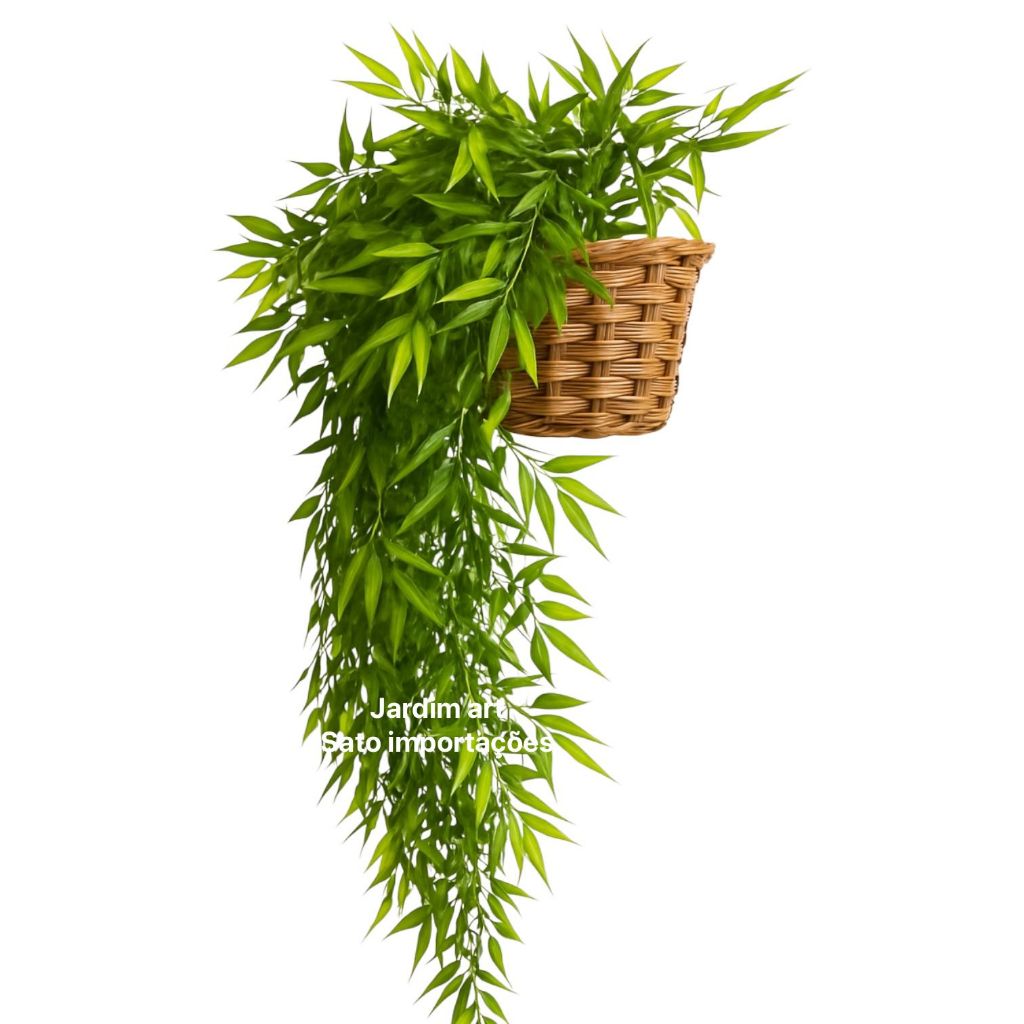 Bambu da Sorte Artificial Pendente no Vaso Trançado PT15
