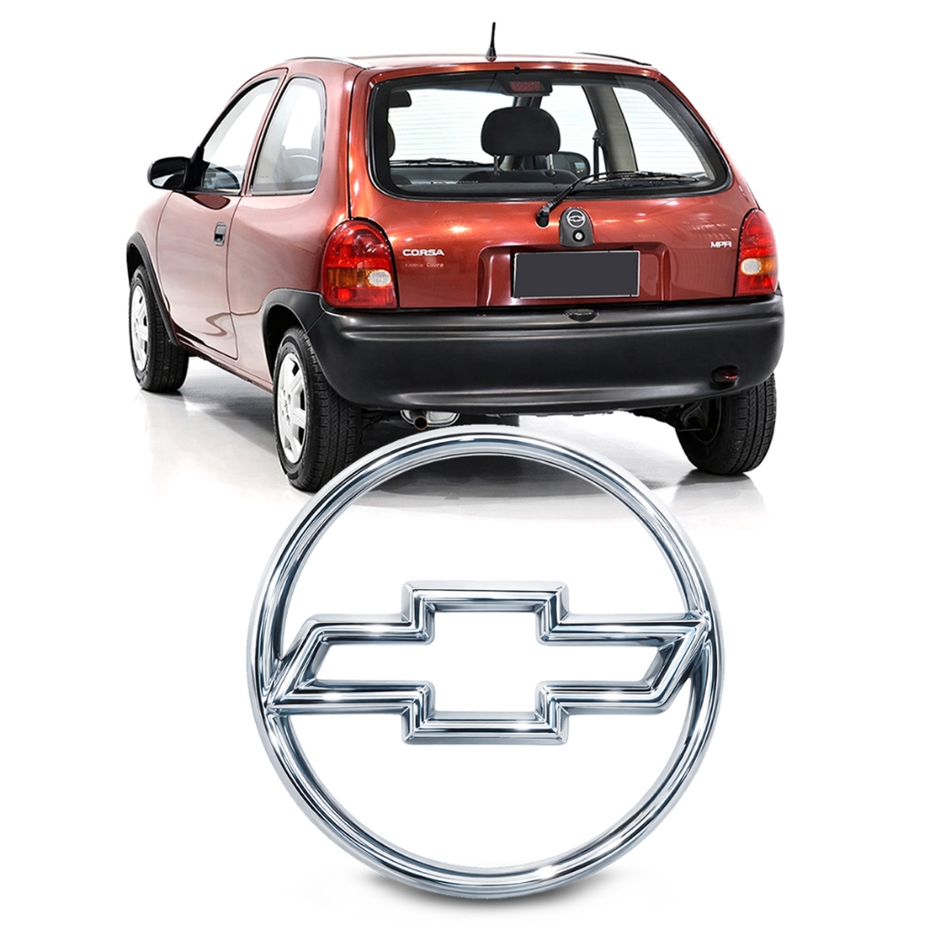 Emblema Porta Mala Corsa 1994 a 2002 Traseiro Logo GM Chevrolet Gravata Cromado