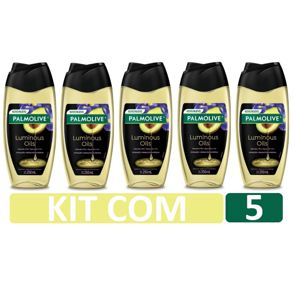 Kit com 5 Sabonetes Líquidos Palmolive Luminous Oils Sensação Nutritiva 250ml