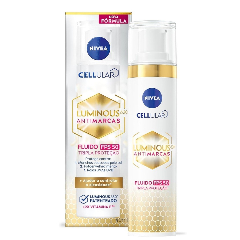 Fluido Facial Cellular Luminous 630 Antimarcas FPS 50 Nivea 40ml