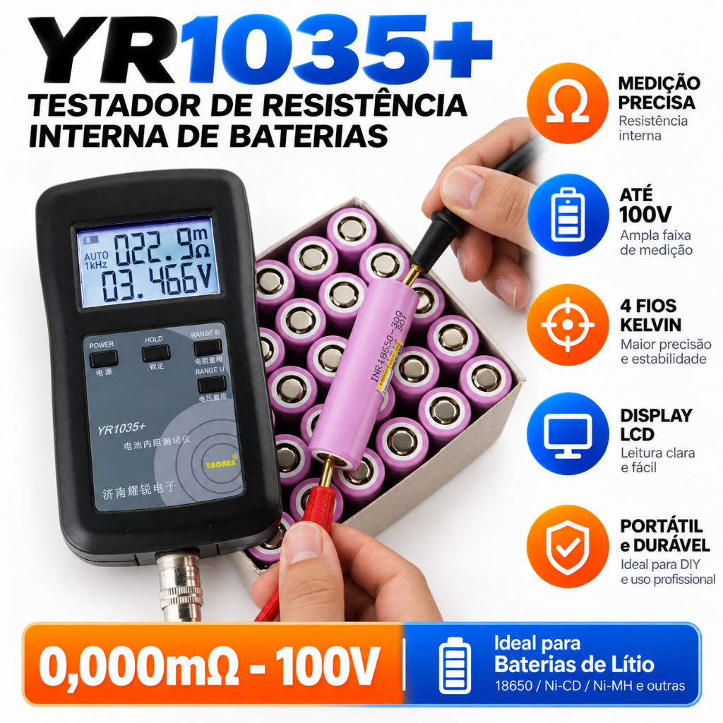 YR1035+ 4 Wire Lithium Battery Internal Resistance Tester 100V Internal Ohm Meter For Ni-CD Ion-Current Version