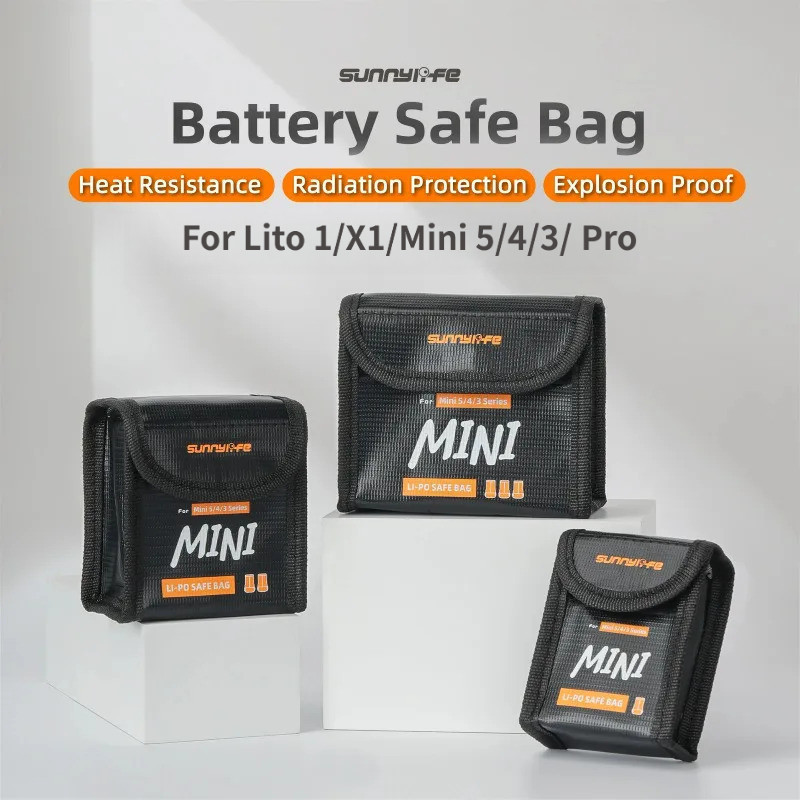 Sunnylife Battery Explosion-proof Bag Compatible with DJI Lito 1/X1, Lithium Battery Safety Storage Pouch, Flame-retarda