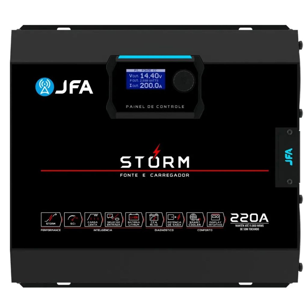 Fonte Carregador Jfa Lithium 220a 12v Storm Bivolt Cor Preto